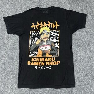 Naruto Shippuden Ichiraku Ramen Shop Black Graphic T-Shirt Mens Small S‎